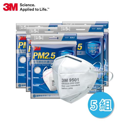 3M PM2.5空污微粒防護口罩系列- 9501.9501V.9041V (五包組)