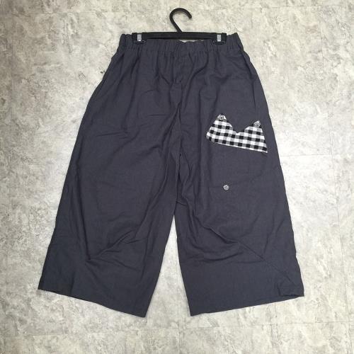 杜朵拉 日系百搭貓臉貼布造型寬褲