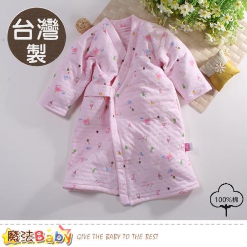 魔法Baby 嬰兒長袍 台灣製三層棉厚保暖純棉護手長睡袍 b0096