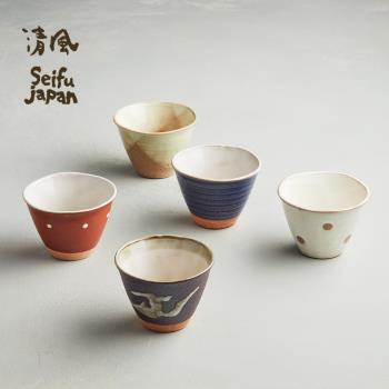 有種創意 - 日本美濃燒 - 古窯釉彩陶杯-禮盒組(5件式)