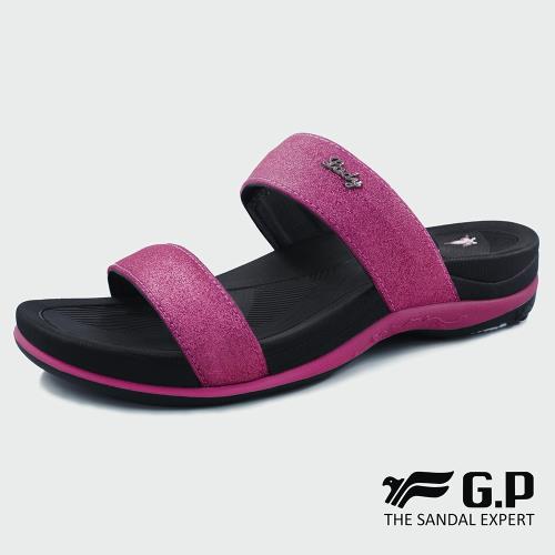 【G.P】亮蔥優雅舒適雙帶拖鞋G8538W-黑桃色(SIZE:35-40 共四色)