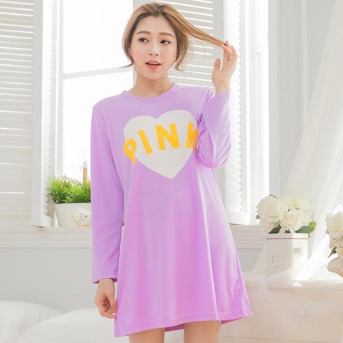 lingling日系 Pink愛心棉質連身裙睡衣(共二色,全尺碼)