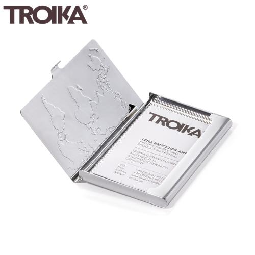 德國TROIKA不鏽鋼世界地圖名片夾屏蔽隨身名片匣CDC75/CH名片盒(防RFID、防NFC)多功能卡夾隨身夾