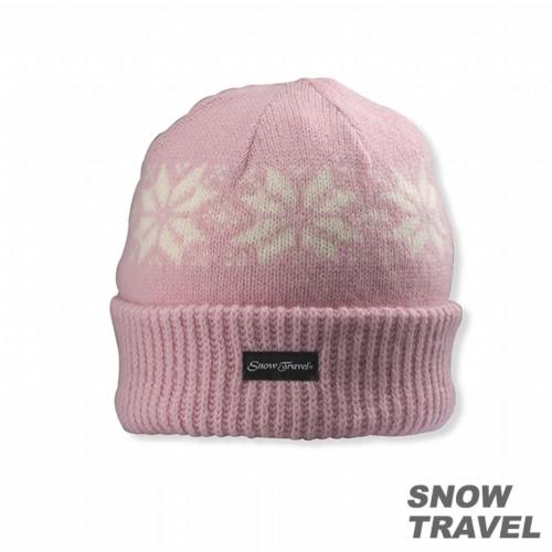 SNOWTRAVEL 3M防風透氣保暖羊毛帽(雪花摺邊) (粉紅)