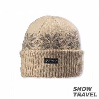 SNOWTRAVEL 3M防風透氣保暖羊毛帽(雪花摺邊) (卡其)
