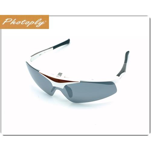 台灣製造PHOTOPLY MLB大聯盟系列太陽眼鏡-時尚白色鏡框+POL寶麗萊變色鏡片(太空防爆鏡片“可掀”且“可換”)