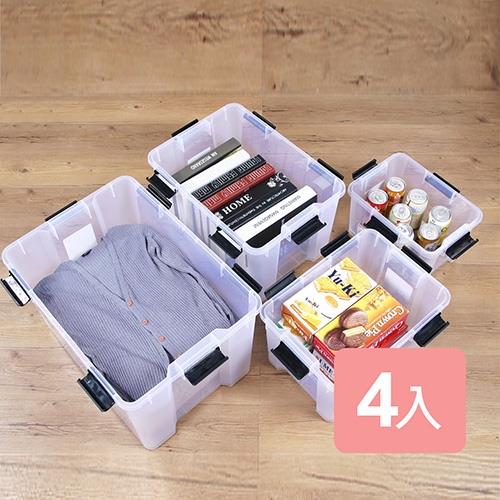 《真心良品》漢克套裝組可疊式防潮收納箱(附輪)4入組