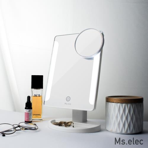 Ms.elec米嬉樂-觸控柔光化妝鏡(白色.LED化妝鏡.桌上鏡)