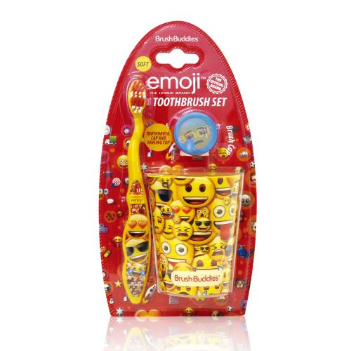 Emoji牙刷漱口杯組適5歲以上 x1組(牙刷+刷蓋+漱口杯)