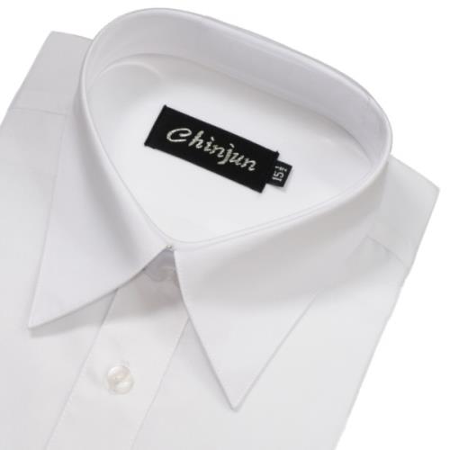 Chinjun防皺襯衫長袖，素色白，編號8001