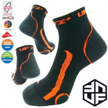 【UF72】UF-900-3女(3入組) 黑螢橘 除臭全功能壓力運動襪