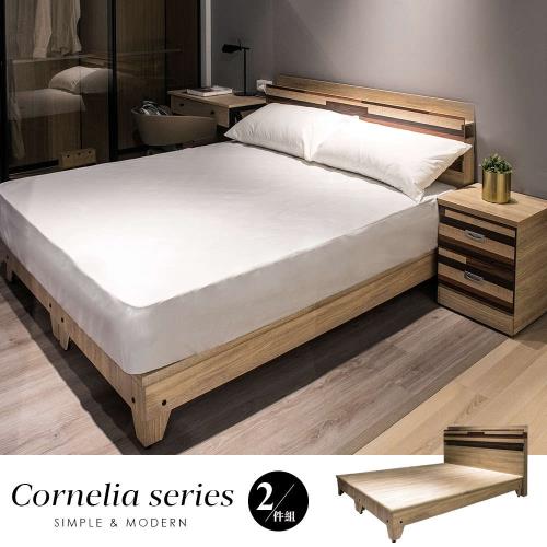 【obis】Cornelia卡蓮娜系列5尺房間組2件式-床頭+床底(2色)白色/梧桐色