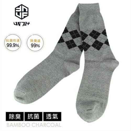 【UF72】UF5021-灰色(五雙入)ELF除臭竹炭菱格紋中統休閒襪