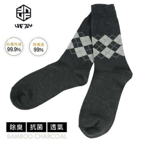 【UF72】UF5021-黑色(五雙入)ELF除臭竹炭菱格紋中統休閒襪