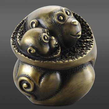 開運陶源 羅廣維限量原作 猴銅雕 [代代封侯] 長壽無疆 禮品