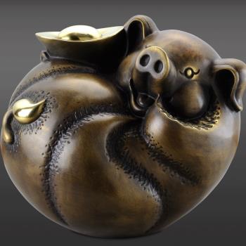 開運陶源 羅廣維限量原作 豬銅雕 [珍寶] 禮品