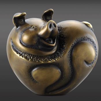 開運陶源 羅廣維限量原作 豬銅雕 [如意順心] 禮品