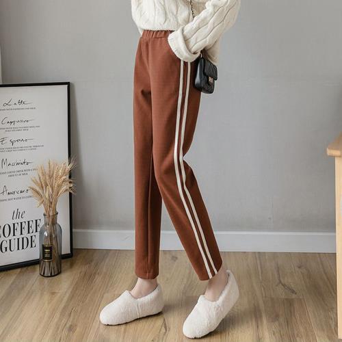 iima 潮流撞色毛呢直筒褲(焦糖)