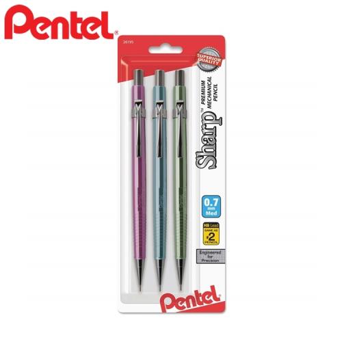 美版Pentel經典復古金屬製圖筆P207MBP3M1專業繪圖筆0.7mm自動鉛筆(3支入)日本飛龍繪圖鉛筆0.7mm鉛筆
