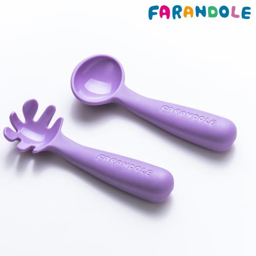 FARANDOLE 法紅荳  嬰幼兒聰明學習餐具組-小麵撈+小湯匙(紫色)