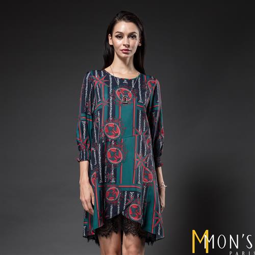 MONS高級歐洲印花蕾絲設計洋裝