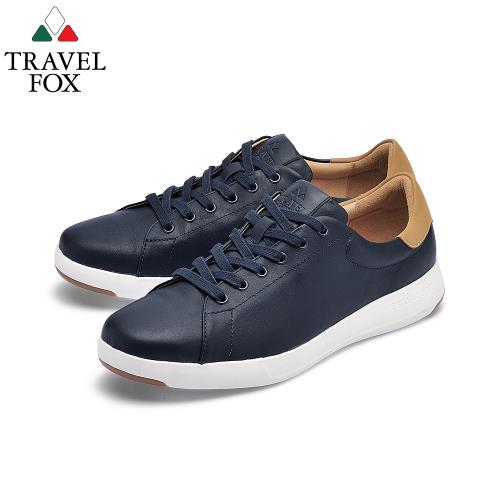 TRAVEL FOX(男) 輕雲系列 超軟牛皮輕量舒適運動鞋 - 風動藍