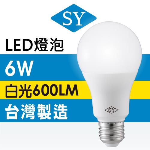 【SY 聲億】6W 高效能廣角LED燈泡 白光(6入)
