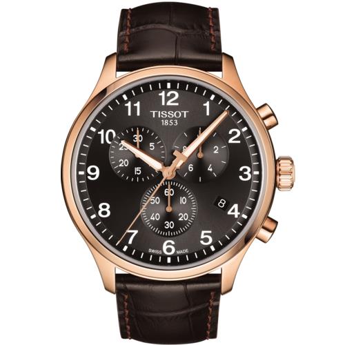 TISSOT 天梭 韻馳系列 Chrono XL計時手錶-咖啡/45mm T1166173605701