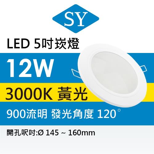 【SY 聲億】超薄型崁燈 12W (白框) -1入黃光