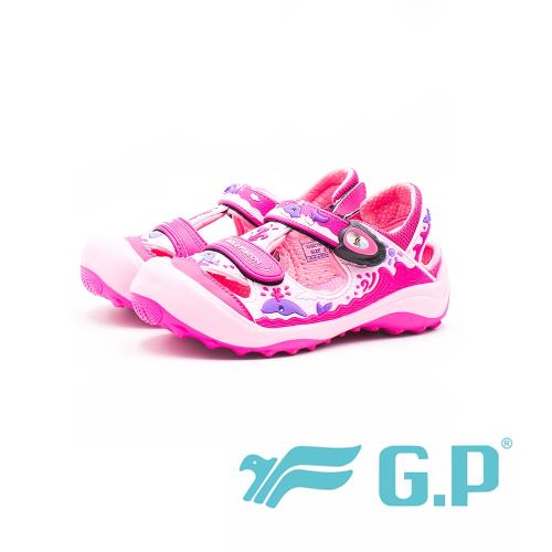 【G.P】兒童磁扣護趾涼鞋 童鞋-桃粉(另有藍綠、黃)