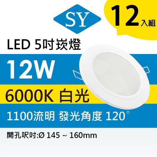 【SY 聲億】超薄型崁燈 12W (白框) -12入白光