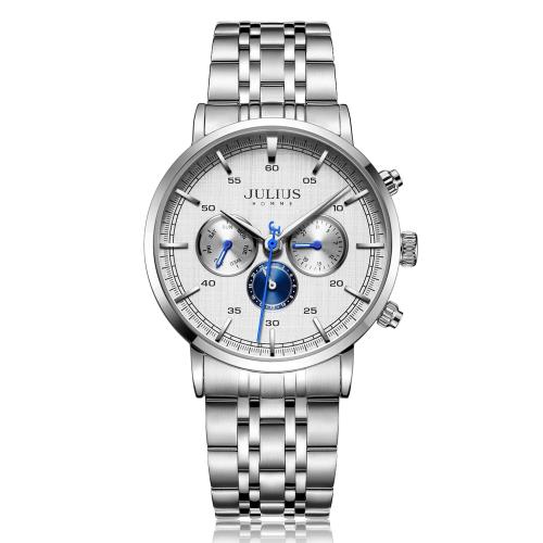 JULIUS 聚利時 飆風戰士三眼不鏽鋼錶帶腕錶-四色/42X49mm