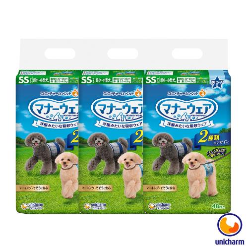 Unicharm 日本消臭大師 禮貌帶男用-超小型犬SS 48片 X 3包