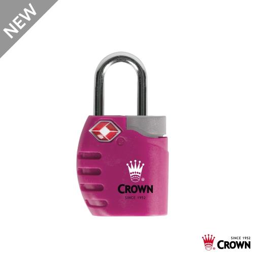 CROWN 皇冠  TSA 海關鑰匙鎖 鎖頭掛鎖 莓果紅色