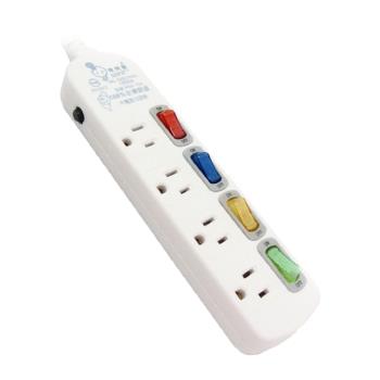 臺灣製~【電精靈】 4開4插座3P電腦延長線6尺(1.8米) PSK-334A(二入組)