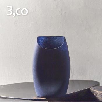 3,co 玻璃月型口扁平花器(8號) - 藍