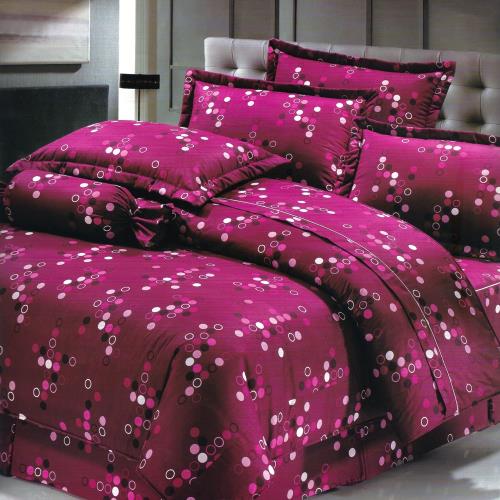 艾莉絲-貝倫 浪漫來襲(6x6.2呎)六件式雙人加大(100%純棉)鋪棉床罩組-紫紅色