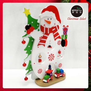 摩達客-繽紛耶誕創意DIY小吊飾木質大雪人組（白色款)-聖誕禮物擺飾