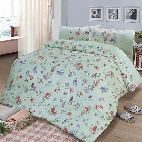 FITNESS  精梳棉雙人四件式薄被套床包組-穠芳(綠)