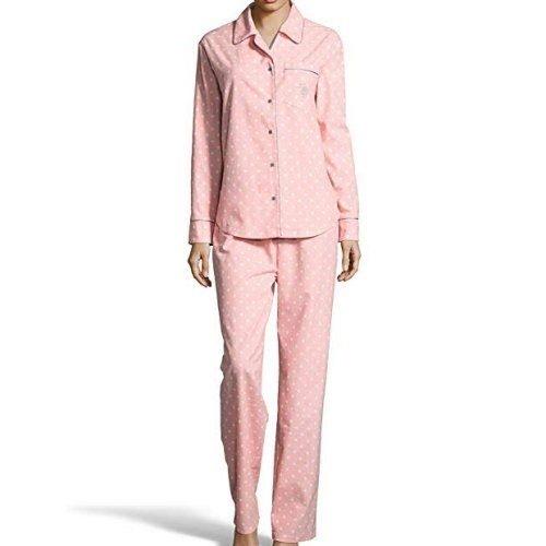 US Polo 女時尚粉紅色圓點長袖長褲睡衣套組  