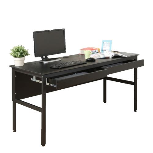 DFhouse  頂楓150公分電腦辦公桌+2抽屜-黑橡木色