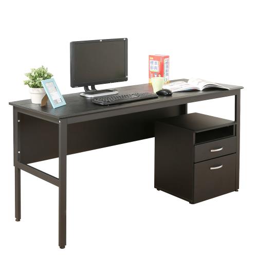DFhouse  頂楓150公分電腦辦公桌+活動櫃-黑橡木色