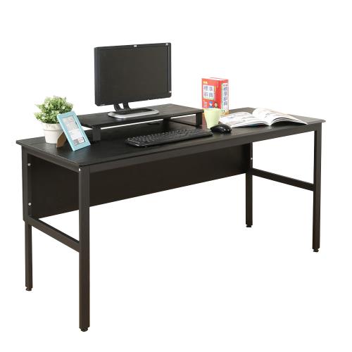DFhouse    頂楓150公分電腦辦公桌+桌上架 -黑橡木色