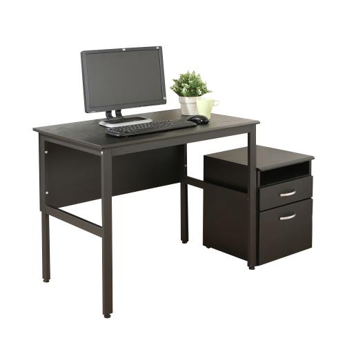 DFhouse   頂楓90公分電腦辦公桌+活動櫃-黑橡木色