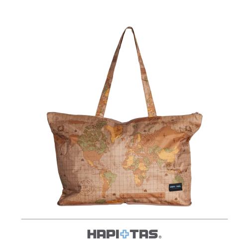 Traveler Station-HAPI+TAS 摺疊肩背包-160米色世界地圖