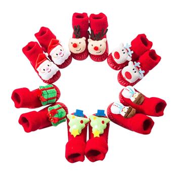 Colorland-2雙入-歡樂耶誕學步鞋 嬰兒軟底室內鞋 寶寶地板鞋