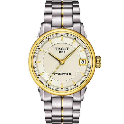 TISSOTT-ClassicLuxury機械女錶-象牙白x金框/33mmT0862072226100