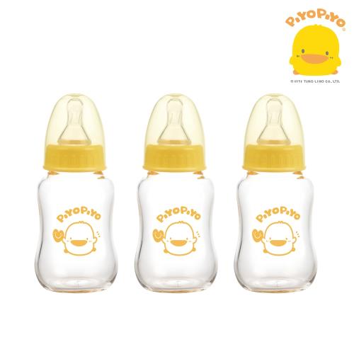 黃色小鴨 Piyo Piyo -媽咪乳感質厚輕感標準口徑玻璃奶瓶150ml*3