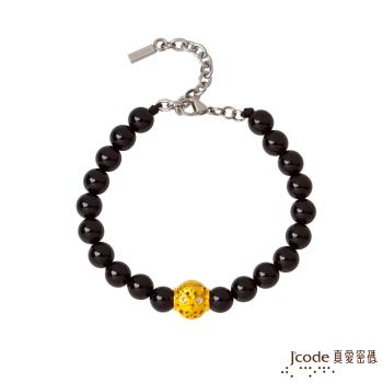 Jcode真愛密碼 守護愛情黃金/黑瑪瑙手鍊-大