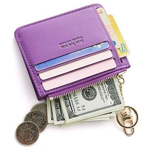 Love 21 2019女時尚拉鍊鑰匙鏈紫色信用卡皮夾